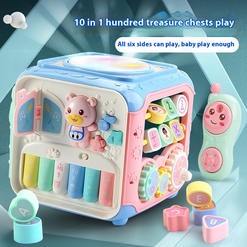 Baby0-1 Year Old Toy With Light And Music Multifunctional Smart Cube Six-sided Drum Set Baby Early Education Toy