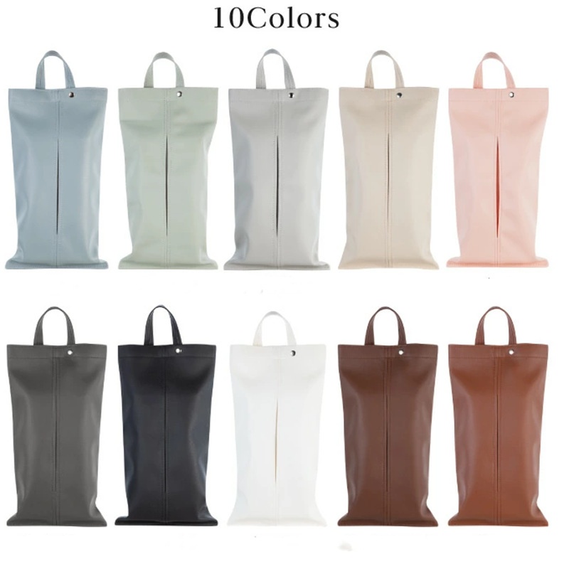 Japanese Leather Car Tissue Bag Nordic Wall-mounted Car Tissue Box Hanging Pu Paper Bag