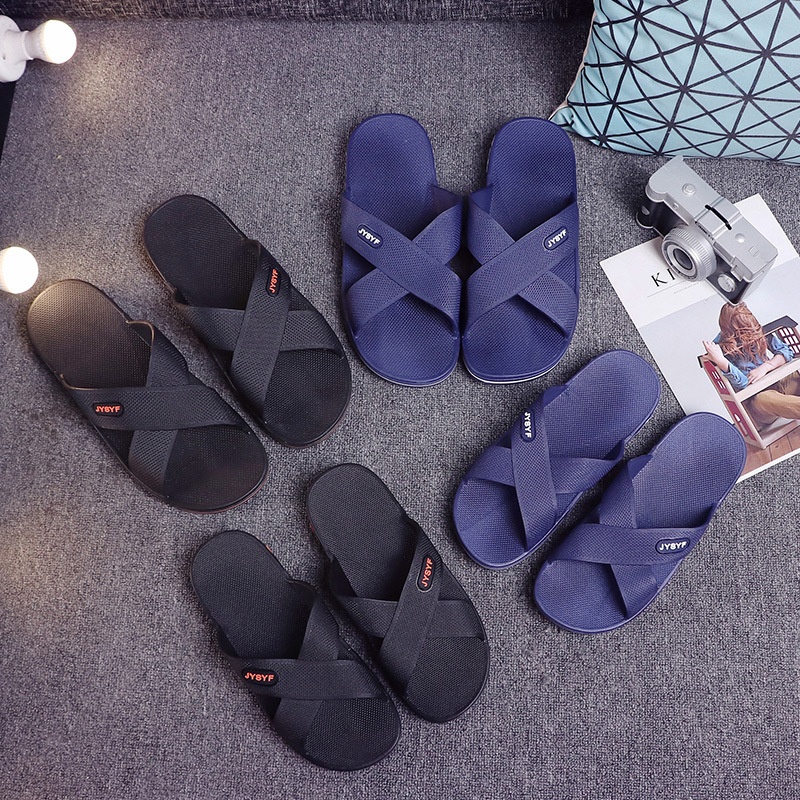 Korean Style Personality Non-slip Slippers Men's Summer Plastic Household Soft-soled Shoes Plus Size Flat-heeled Indoor Shoes Bathroom Sandals