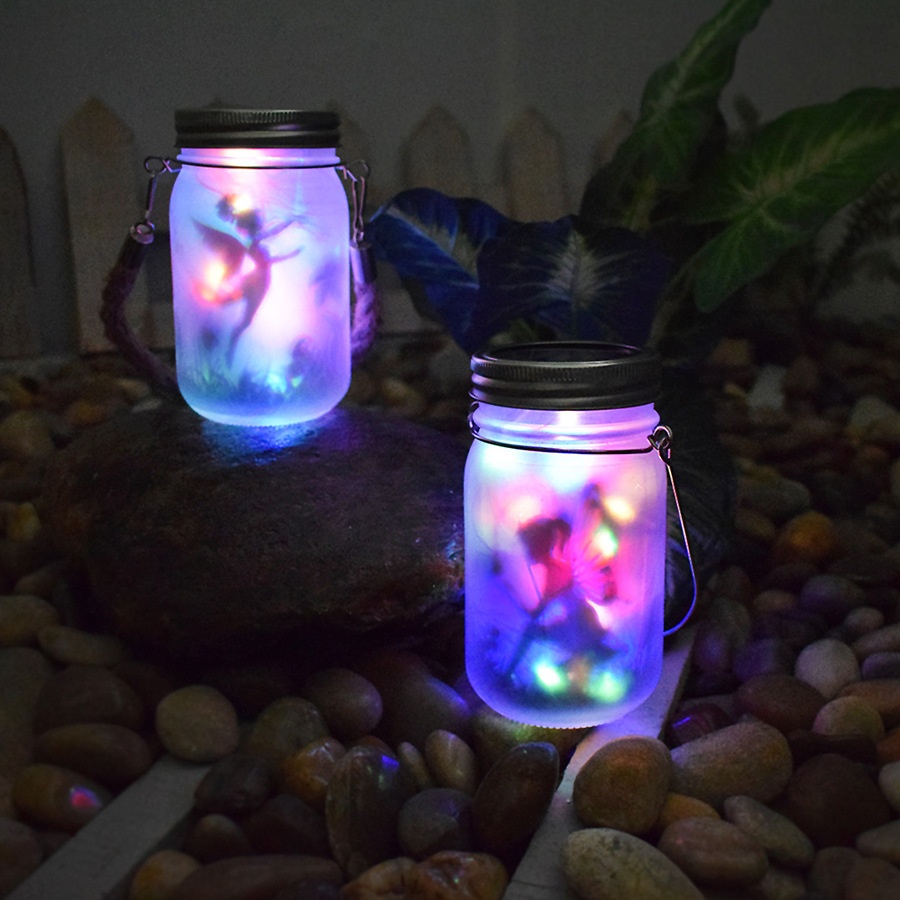 Solar Outdoor Waterproof Garden Decorative Light Flower Fairy Glass Star Light Garden Atmosphere Elf Bottle Night Light