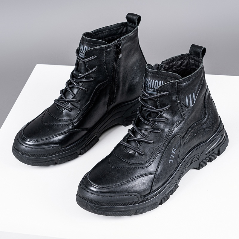 Short-barrel Martin Boots Men's Autumn And Winter Style Short Boots Korean Style Plus Velvet Thick Warm Work Boots