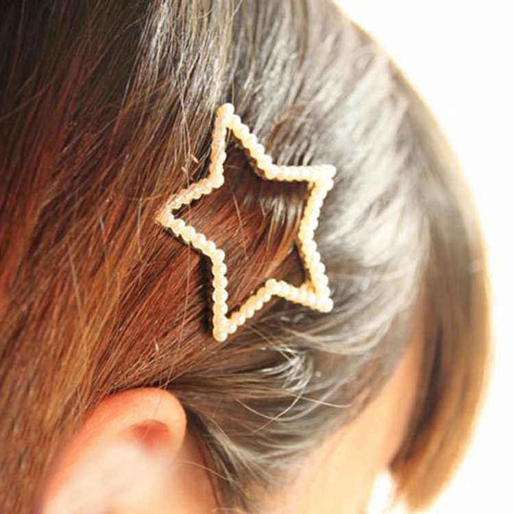 Korean Version Of Full Pearl Bow Hairpin Five-pointed Star Crown Love Edge Clip Hair Accessories Frog Clip
