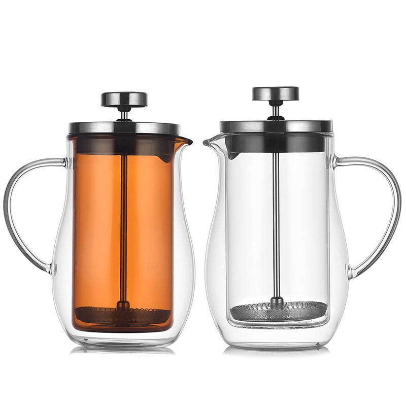Double Layer French Press Glass Coffee Pot Double Layerulation Coffee Utensil Household Filter Sharing Pot Colored Glass Pot