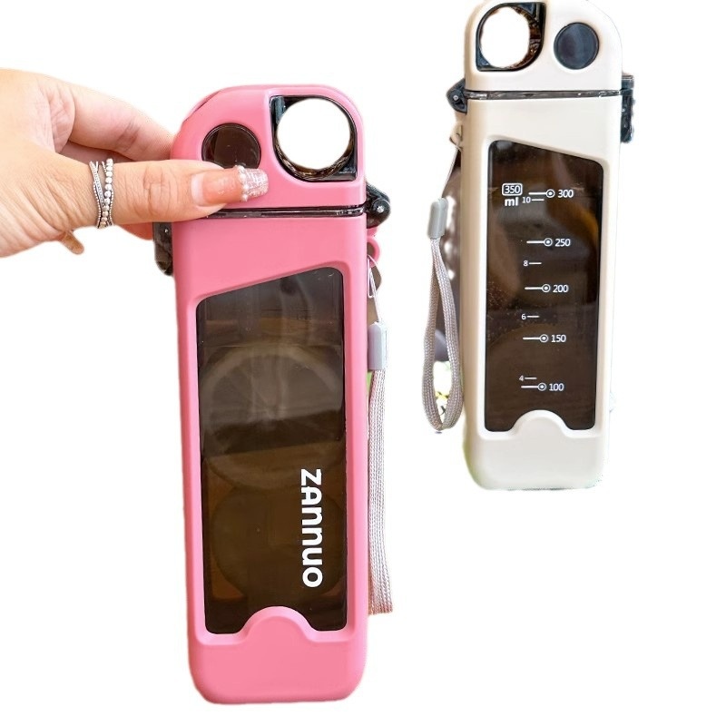 Square Sports Water Cup High-looking Portable Student Adult Children Men's Small Capacity Plastic High Temperature Straw Cup