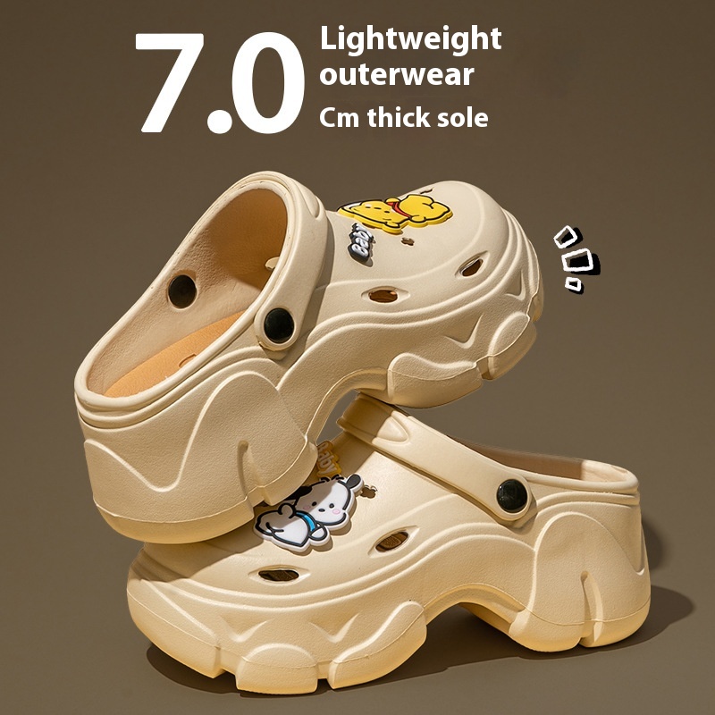 Hole Shoes Women's Summer Style Non-slip Beach Height-increasing Thick Sole Shoes Eva Sandals And Slippers For Women