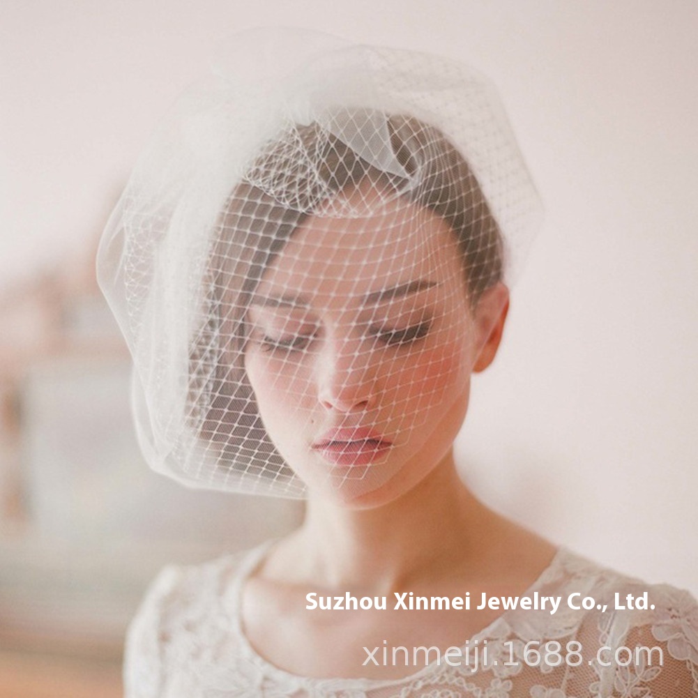 V004 Double Layer Bridal Veil With Two Materials,Hand-sewn Hair Comb,Full Head Veil,Bridal Short Veil,Wedding Dress Accessories