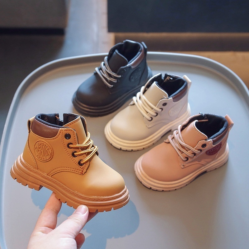 Children's British Martin Boots Models For Middle And Large Children's Spring And Autumn Single Boots For Babies,Small Yellow Boots For Boys And Girls,Fashionable Short Boots