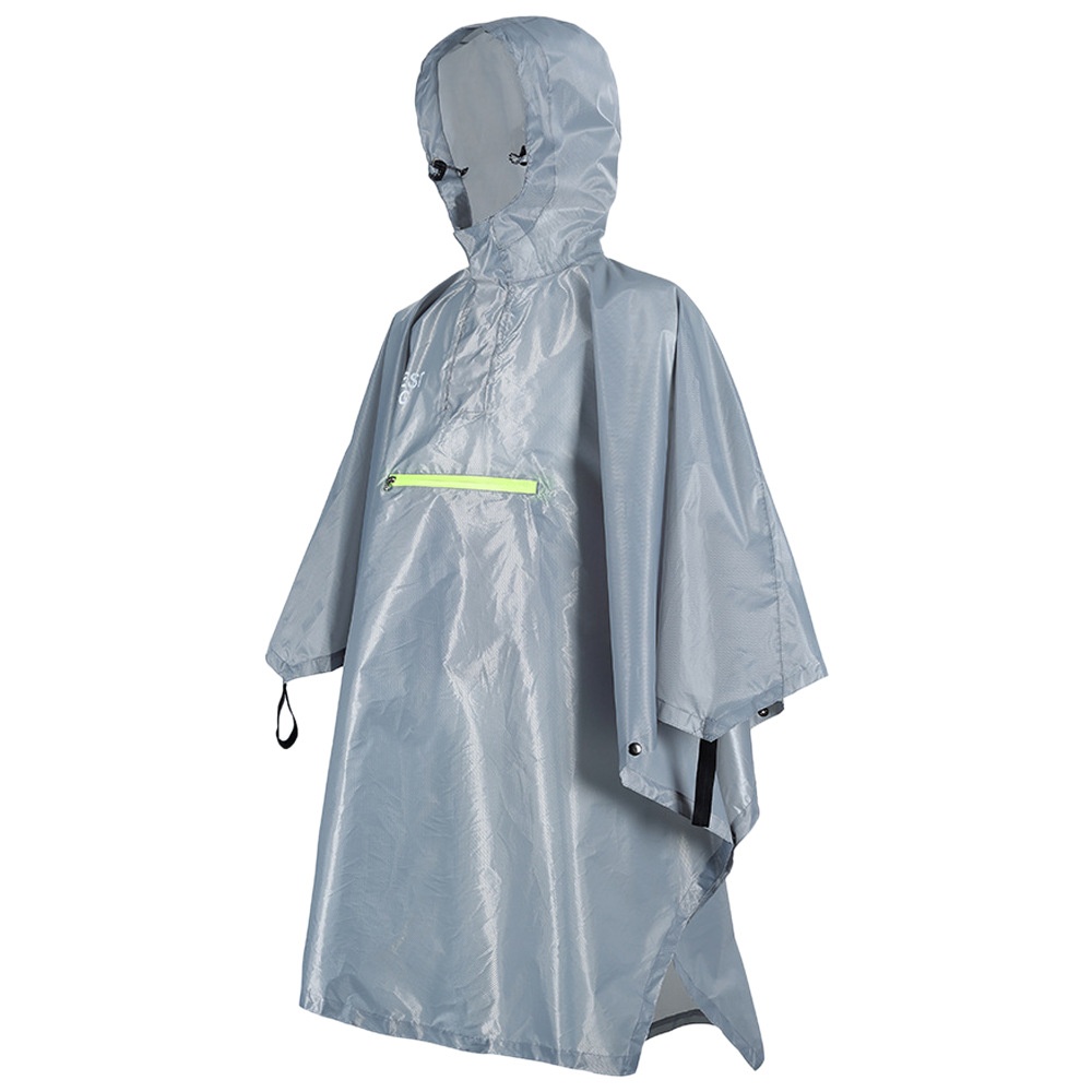 European Camping Poncho205 T*75 D P O L Y Pongee Elastic Composite Film Self-bag Front Zipper Retractable Poncho