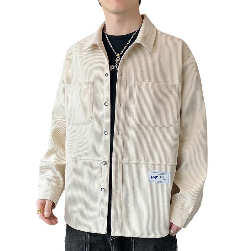 Jacket Spring And Autumny Brand Corduroy Student Jacket Top Workwear Pocket Long Sleeve Shirt For Men - 5