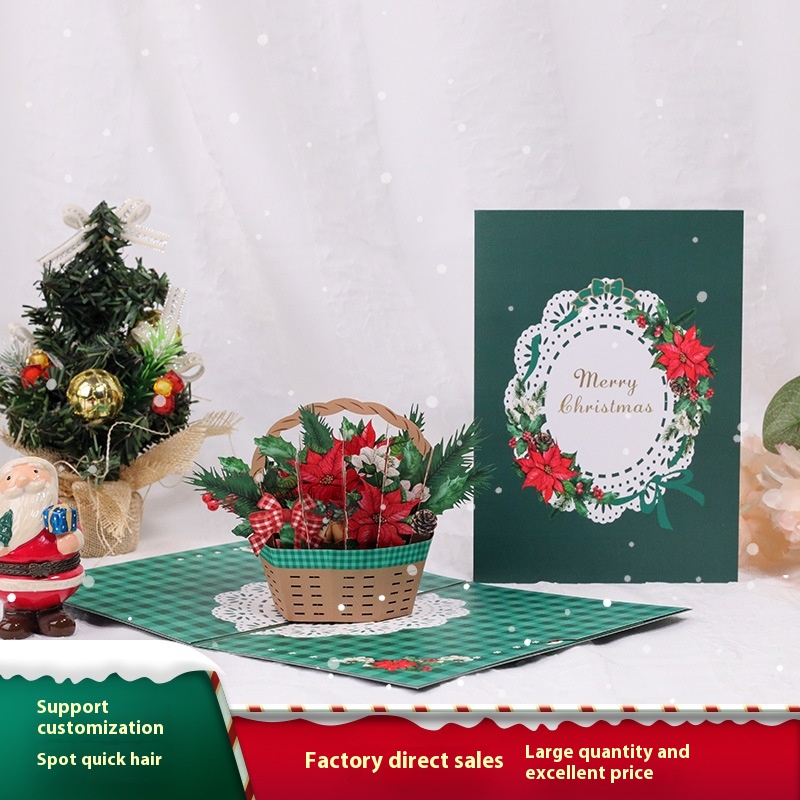Christmas Greeting Cards, Flower Baskets, Paper Carvings, Creative And Exquisite Gifts, Holiday Blessing Messages, Three-dimensional Cards