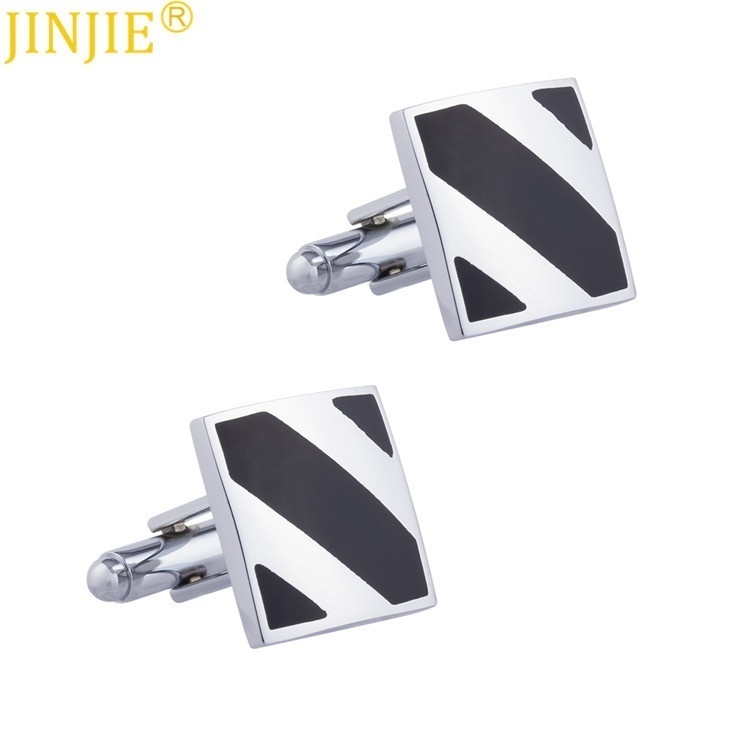 Square Black Stripe Dripping Enamel Metal Cufflinks Foreign Trade Men's French Shirt Cufflinks