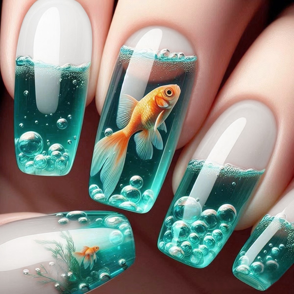 X-0294 Nail Art Painted Goldfish Youyou Shui Yang Fantasy Wear Armor 24 Pieces Outlet