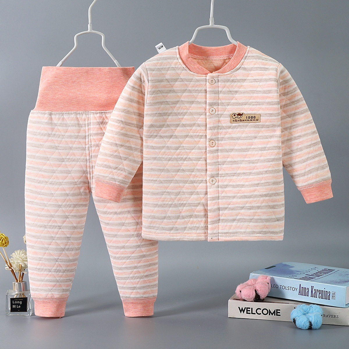 Children's Three-layer Warm Suit For Infants And Young Children,Padded High Waist Pants,Underwear For Boys And Girls,Thick Autumn Clothes And Autumn Trousers