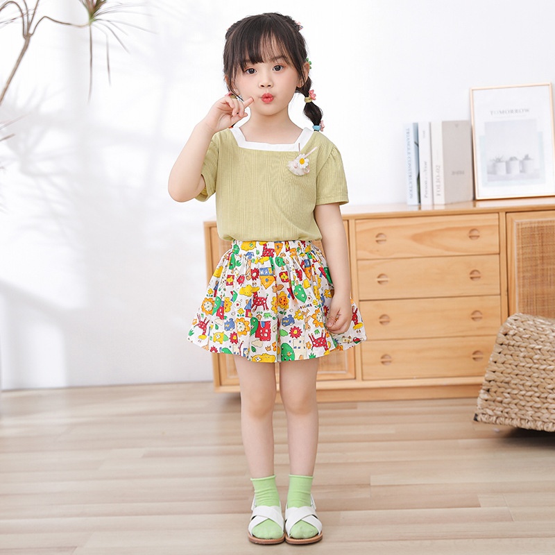 Girls Skirt Shorts Children's Shorts Pure Cotton Summer Floral Hot Pants Thin Versatile Flower Bud Skirt Pants Skirt Pants
