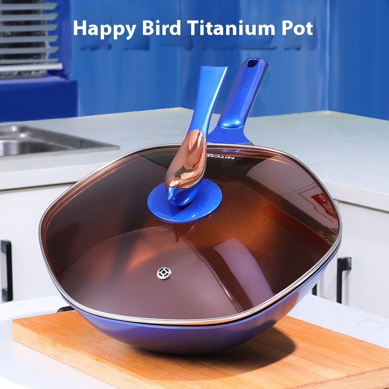 Klein Blue Titanium Frying Pan High Value Household Non-stick Pan Integrated Die-cast Frying Pan Kitchen Pot