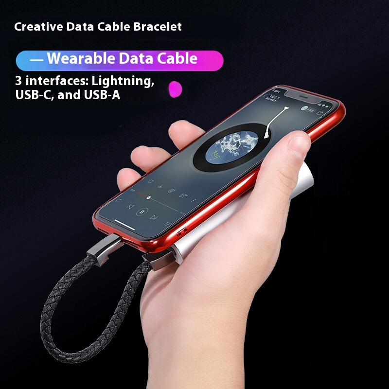 Internet Celebrity Creative Bracelet Data Cable Fast Charging Portable Bracelet Type Suitable For Huawei Apple Android Type-C Meter Oppo - 4