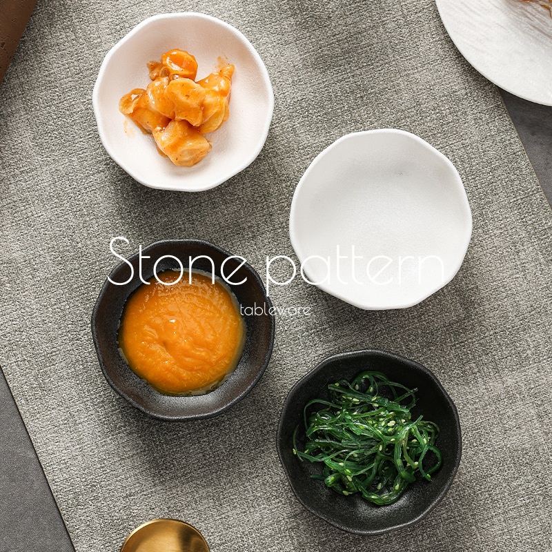 Japanese Style Black And White Underglaze Color Simple High Value Ceramic Dipping Saucer Snack Saucer Home Restaurant Hotel Tableware
