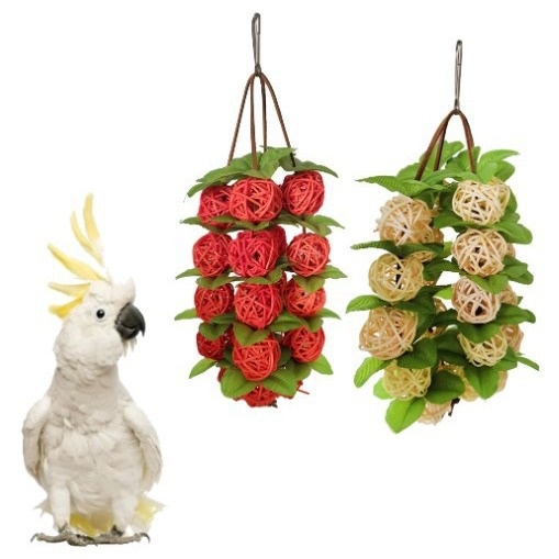Parrot Toys Rattan Ball String Chewing Leaves Color Log Color Bird Cage Accessories Bird Supplies Utensils Bird Toys