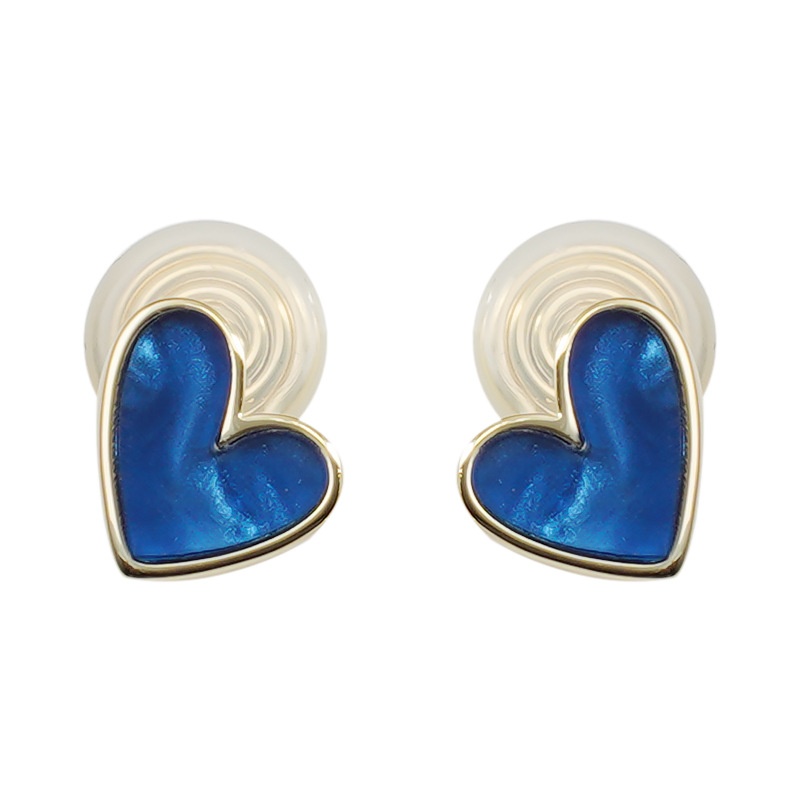 Women's Autumn And Winter White Klein Blue Love Mosquito Incense Plate Ear Clip Simple Small Painless Earrings