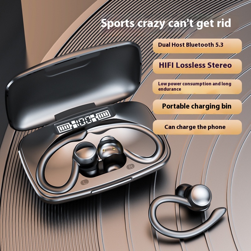 T82 Private Model TWSBluetooth Headset With Display Power,Noise Reduction,Ear-hook Sports Wireless Bluetooth Headset