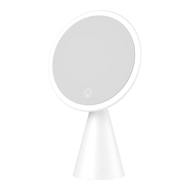 LEDMakeup Mirror,Smart Adjustable Tri-color Lighting Vanity Mirror,Desktop Round Mirror With Rechargeable Light
