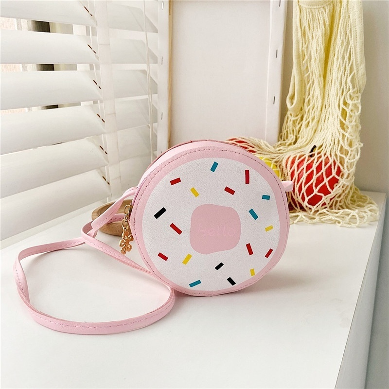 Girls Cute Crossbody Bag Little Princess Girl Personality Stylish Donut Small Bag Babyy Children's Net Red Bag