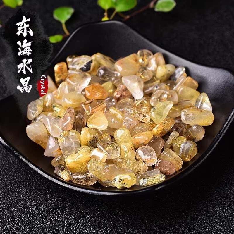 Crystal Culvert Sand Crystal Gravel Ornaments Golden Crystal Titanium Crystal Fillet Fish Tank Flower Pot Landscaping Decorative Stone Buddha Wind