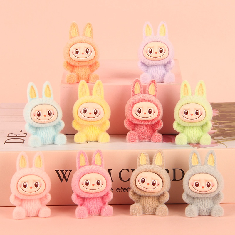 Cute Y Macaron Color Flocked Cloth Ornaments Resin DIY Jewelry Accessories Mini Doll Ornaments