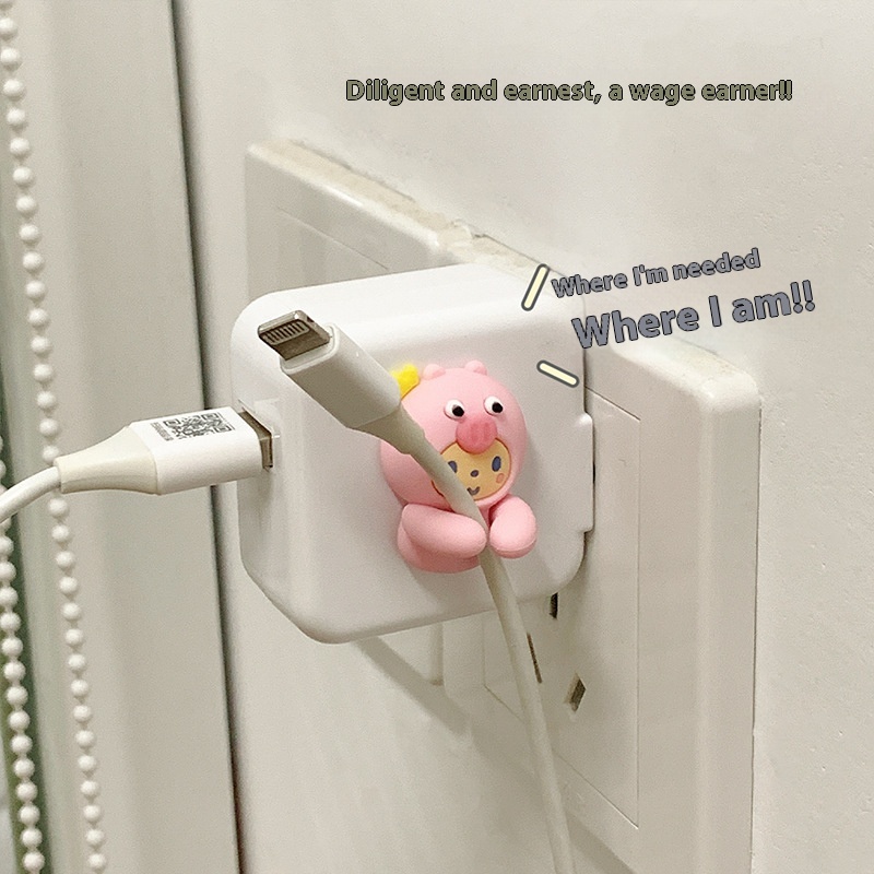 Wire Fixing And Winding Hub Creative And Cute Data Cable Storage And Fixing Cable Organizer Traceless Punch-free Sticky Hook