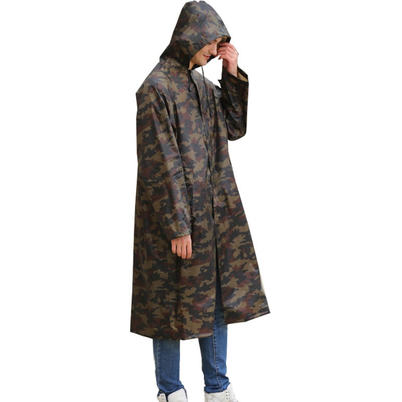Thickened Polyester Adult Outdoor Mountaineering Jungle Camouflage Safety Raincoat Foreign Trade Men And Women Long Raincoats