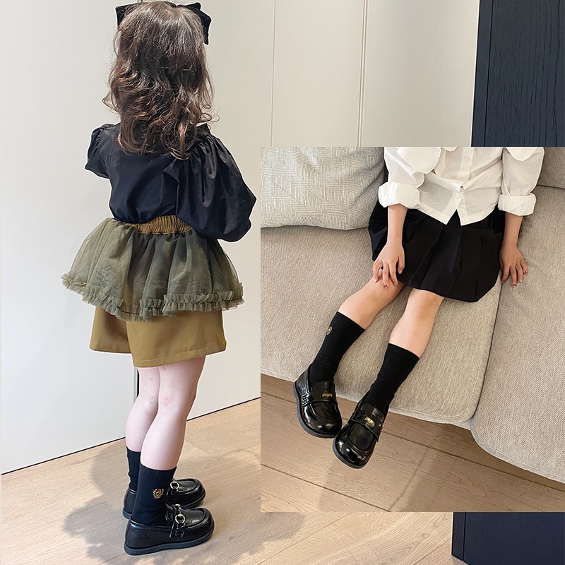 Spring Girls Leather Shoes Back To School Kindergarten Entrance Shoes Korean Soft Sole Girls Shoes1502