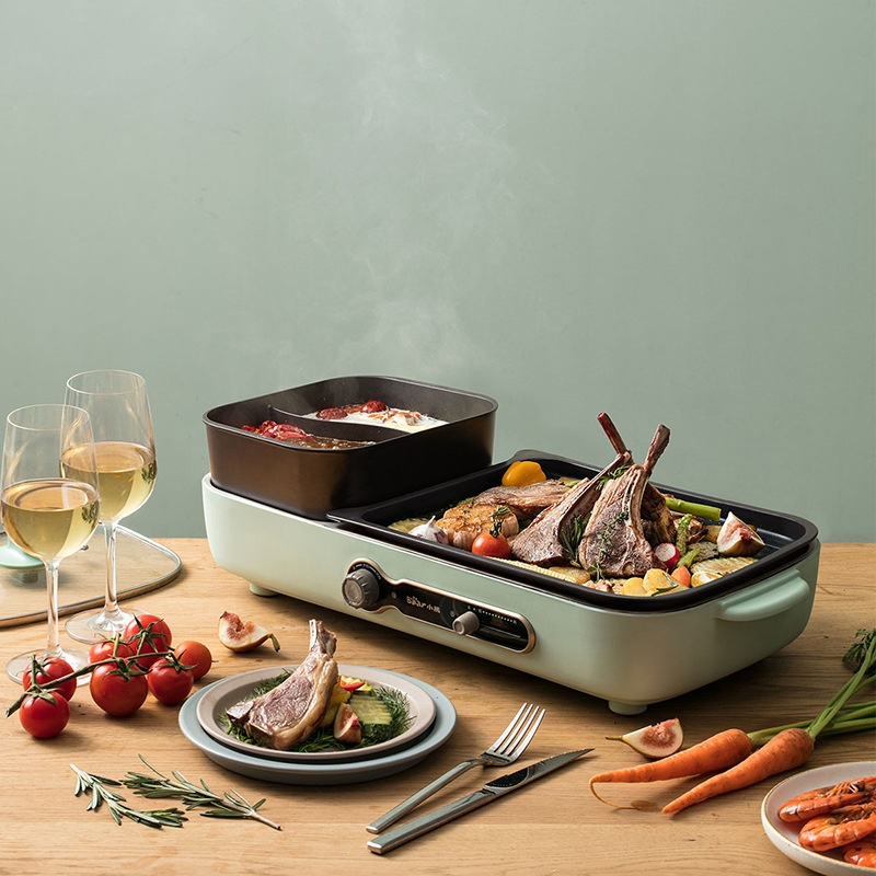 Bear DKL-C16 C1 Electric Barbecue Multi-functional Frying And Shabu-shabu All-in-one Pot Kebab Hot Pot Smokeless Cooking Pot