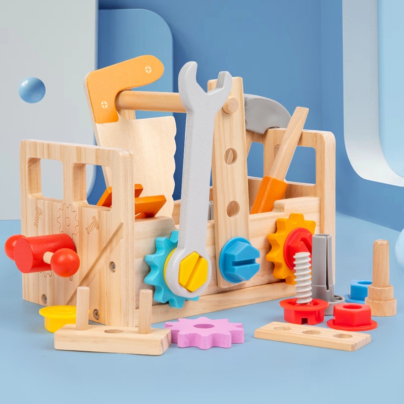 Wooden Children's Early Education Screw Screw Disassembly Nut Portable Tool Box To Exercise Hand-eye Coordination Educational Toys