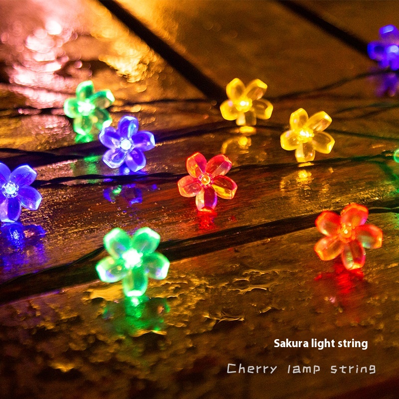 Waterproof Solar Led Cherry Light String Outdoor Summer Garden Flower Decoration Lights Christmas Lights