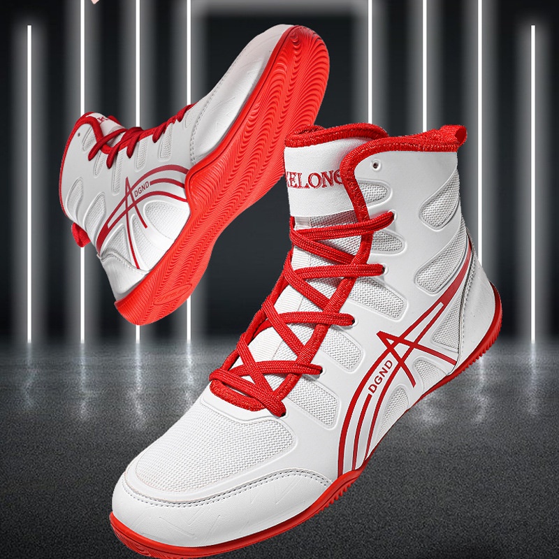 Professional Boxing Shoes Men's Fighting Sanda Free Fighting Shoes High Top Non-slip Wrestling Shoes Indoor Fitness Training Shoes Women
