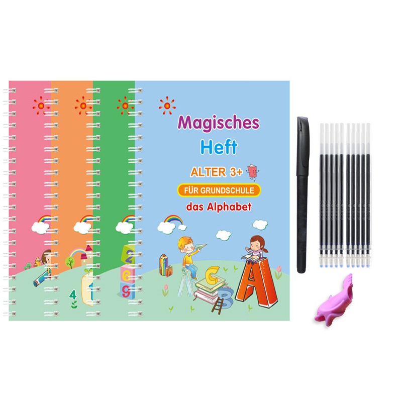 Foreign Trade German French German Version Arabic Children's Groove Copybook Hard Pen Calligraphy Sticker Board Magic