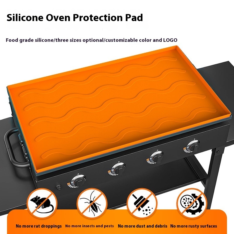 Hot-selling Black Stone Silicone Oven Protection Pad Barbecue Tray Cleaning Pad Barbecue Oven Barbecue Rack Silicone Protection Pad