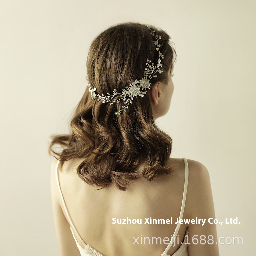 O824 Korean Fresh Bridal Headdress Forest Rhinestone Flower Wedding Dress Comb Accessories