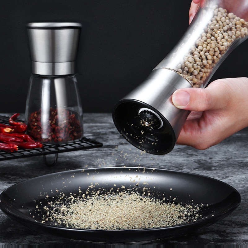 Manual Pepper Grinder Stainless Steel Sea Salt Spice Grinder Household Kitchen Supplies Glass Grinder - 4