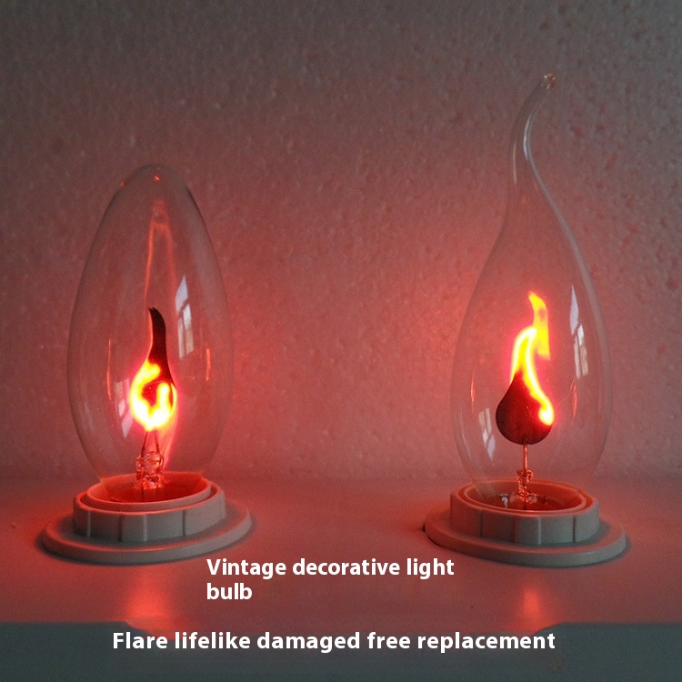 Edison E14 Bulb Led Energy-saving Light Creative Tungsten Filament Retro Yellow Flame Candle Decorative Bulb