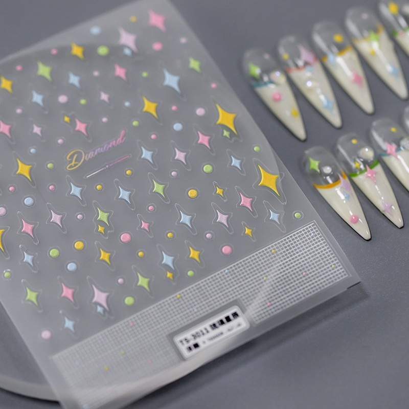 TENSORJapanese5 DNail Stickers Pro Frosted Thin Transparent Adhesive Thin Tough Stickers TS-3010 Glass Star