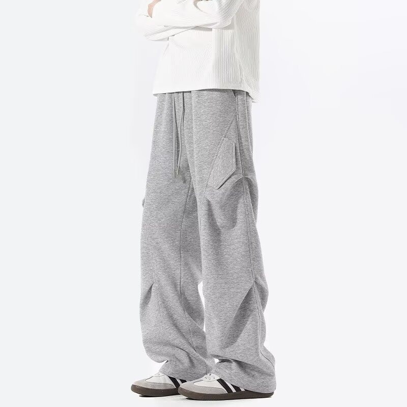 美式弯刀休闲裤男款阔脚宽松卫裤高级感休闲男生长裤