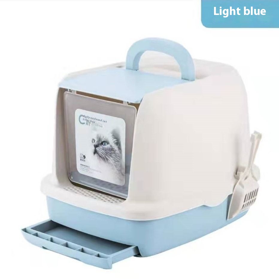 Double-layer Fully Enclosed Cat Litter Box Large Drawer-style Enlarged And Widened To Reduce Carry-out And Splash-proof Semi-enclosed Cat Toilet