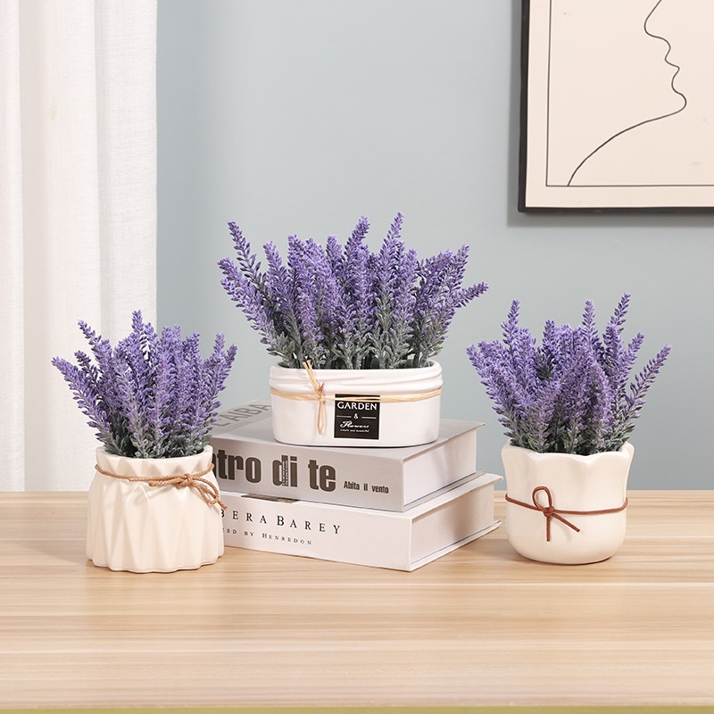 Simulation Lavender Potted Ornaments Simulation Green Plants Home Porch TVCabinet Flower Pot Decoration Crafts