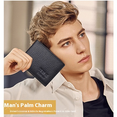 Popular Men's Genuine Leather Driver's License Leather Case Men's Personalized Motor Vehicle Driving License Integrated Package Women's Driver's License Protective Cover Card