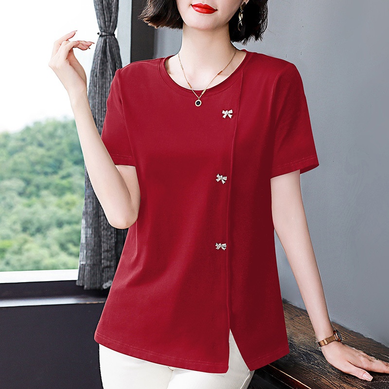 [1105 Collection] Short-sleeved T-shirt Women's Wear Summer Foreign Style Mother's T-shirt Plus Size Width