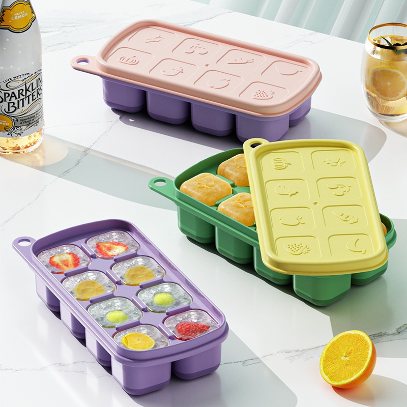 Creative Ice Tray With Lid Food Grade Refrigerated Ice Tray Auxiliary Food Box Refrigerator Homemade Ice Cubes