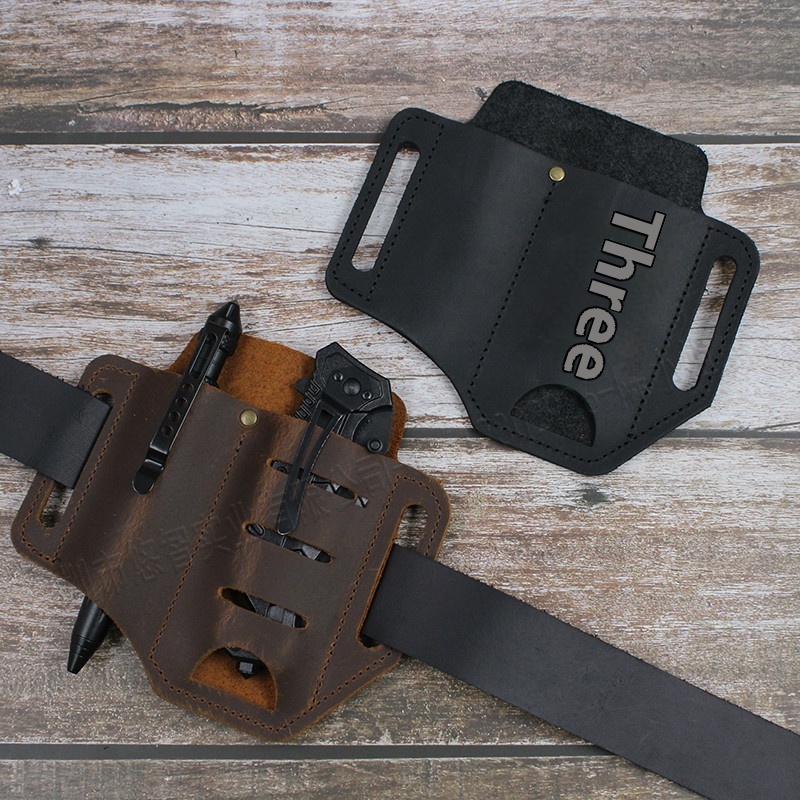 Leather Case EDCFlashlight Case Knife Case Tactical Pen Case Pu Tool Bag