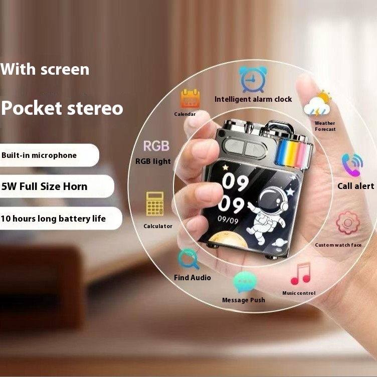 Metal Wireless Bluetooth Speaker Atmosphere Light Portable Speaker High-power Mini Sound High-quality Household