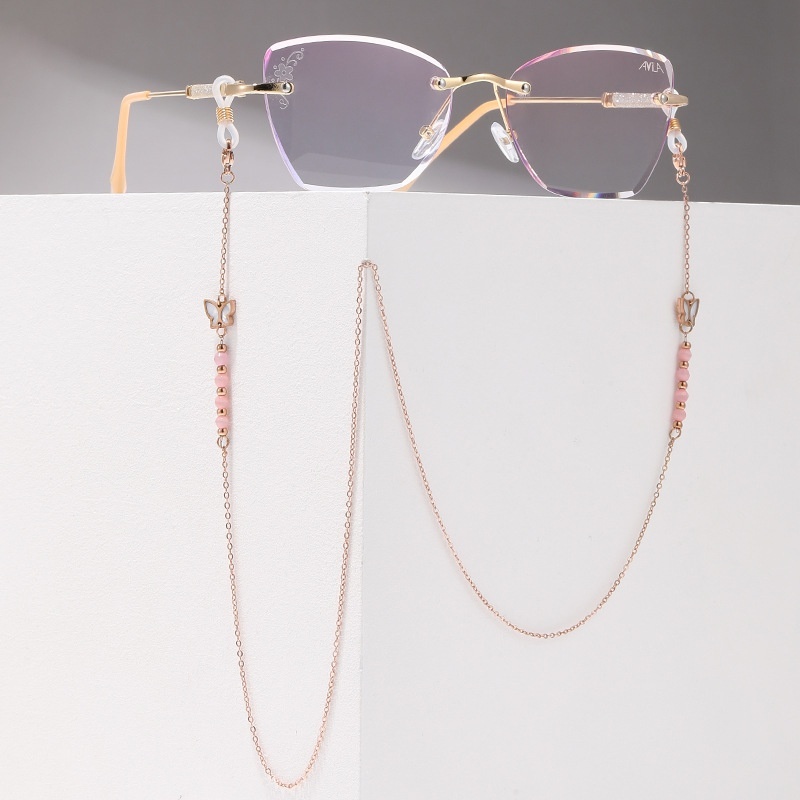 Titanium Steel Hanging Neck Glasses Chain Tide Diamond Ornaments High-grade Feeling Chain Rose Gold Original Design Sun Glasses Chain Women